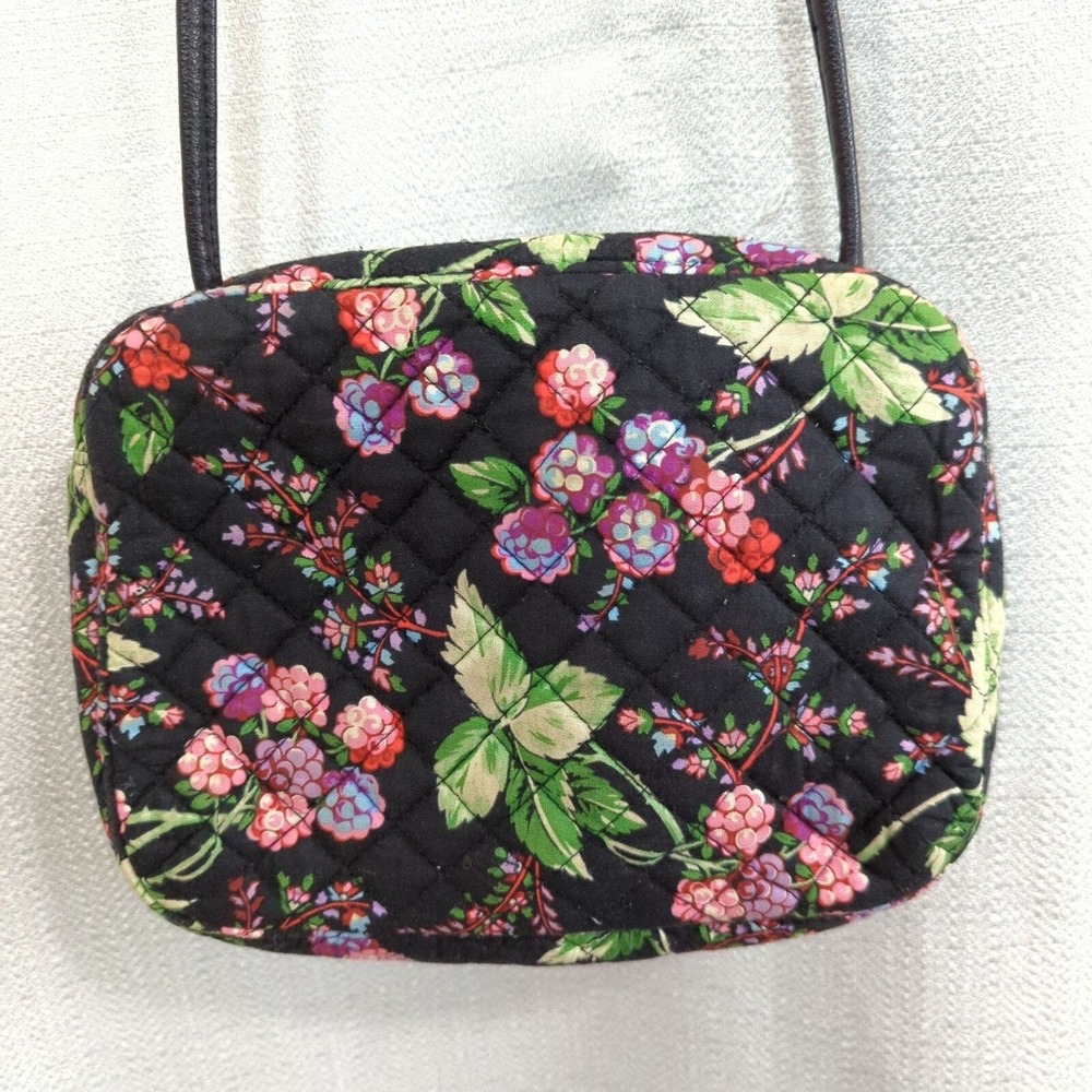 Vera Bradley Crossbody Bag Winter Berry Black Floral Purse - Picture 8 of 8
